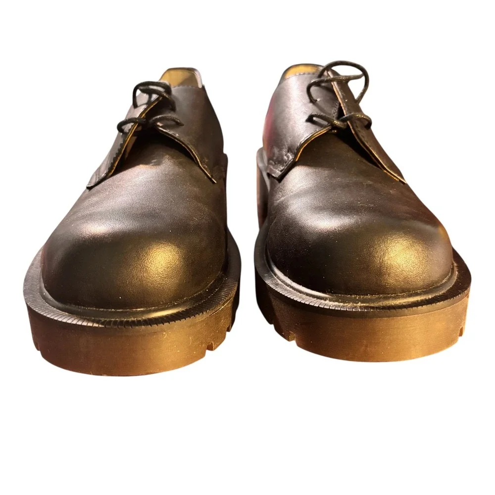 Prima Royale Uni Trend Black Leather Platform Chunky Lug Sole‎ Oxford Shoe Sz 9